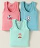 Cucumber Sinker Knit Sleeveless Vests With Animal Print Pack Of 3 - Sea Green Light Blue & Pink