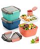 Paper Moon 4 Compartment Tiffin Lunchbox Bento Box Lunch Container with Spoon and Fork (1500 ml) - Color May Vary