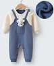 Mark & Mia Cotton Full Sleeves Rompers With Teddy Applique - Blue & Cream