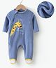 Mark & Mia Full Sleeves Winter Wear Rompers With Animal Print - Blue