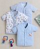 BUMZEE Cotton Knit Front Open Half Sleeves Unicorn Theme Printed & Striped Jhablas Pack Of 3 - Light Blue & White