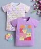 BUMZEE Cotton Knit Half Sleeves T-Shirts with Floral Print Pack of 2 - Lavender