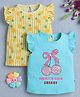 BUMZEE Cotton Knit Sleeveless Tops with Fruit & Disco Cherry Print Pack of 2 - Light  Blue & Yellow
