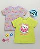 BUMZEE Cotton Knit Half Sleeves T-Shirts with Animal Print Pack of 2 - Lavender & Limegreen
