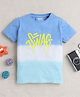 BUMZEE Cotton Knit Half Sleeves Tie & Dye Text Printed T-Shirt - Blue