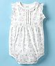 CUCUMBER Sinker Knit Frill Sleeves Onesie With Swan & Floral Print - White