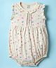 CUCUMBER Sinker Knit Frill Sleeves Onesie With Butterfly & Heart Print - Cream