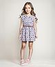 Lil Lollipop Cotton Cap Sleeves Abstract Printed Dress With Belt - Blue