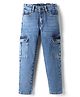 Pine Kids Denim Woven Full Length Washed Jeans With Cargo Pockets - Blue