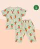 A Toddler Thing 100% Organic Muslin Cotton Woven Half Sleeves Carrots Printed Coordinating Shirt & Pajama Set - Yellow