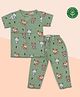 A Toddler Thing 100% Organic Muslin Cotton Woven Half Sleeves Baby Animals Printed Coordinating Shirt & Pajama Set - Green
