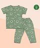 A Toddler Thing 100% Organic Muslin Cotton Woven Half Sleeves Bears Printed Coordinating Shirt & Pajama Set - Green
