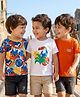 Babyhug Cotton Knit Half Sleeves T-Shirts With Tropical & Animal Print Pack Of 3 - Blue & White