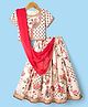 Babyhug Cotton Woven Half Sleeves Floral Printed Choli Lehenga & Dupatta Set With Lace Detailing - Cream