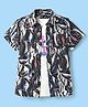 Pine Kids Viscose Woven Half Sleeves Abstract Printed Shirt With Sleeveless Tank T-Shirt With Text Print - Multicolour