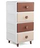 4 Layer High Density Plastic Storage Cabinet for Kids with Adorable Teddy Face Knobs - Brown| Multipurpose Organizer for Toys, Books & Clothes| Sturdy, Anti-Slip Base & Easy Assembly