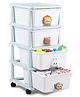 4 Layer High Density Plastic Movable Storage Cabinet for Kids with Lockable Wheels Safari Friends Theme - Blue| Multipurpose Organizer for Toy, Clothes & Books