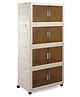 4 Layer High Density Plastic Movable Storage Cabinet for Kids & Adults Transparent Doors & Lockable Wheels -Beige| Multipurpose and Versatile Organizer| Durable & Spacious - Beige