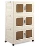 3 Layer High Density Plastic Movable Storage Cabinet for Kids & Adults Transparent Doors & Lockable Wheels Multipurpose and Versatile Organizer Home or Office Essentials| Durable & Spacious - Beige