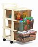 3 Layer High Density Plastic Movable Storage Cabinet for Kids & Adults with Lockable Wheels - Beige| Multipurpose and Versatile Organizer Ideal for Kids, Home or Office Essentials