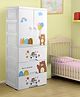 4 Layer High Density Plastic Storage Cabinet Bear & Balloon| Storage Organizer| Smooth Wheels| Easy Access Draws| Easy Maintenance| Easy Assembly| Cloths Toys & Book Organizer - White