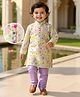 Babyhug Woven Full Sleeves Kurta Pyjama Set With Floral Print - Lavender