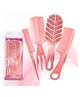 Majestique Hair Grooming Set of 4, Vented Hair Brush, Handle Comb, 3 in 1 Comb & Tail Comb, Hair Brush Set for Women & Men - Multicolour