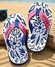 Pine Kids Slip On Flip Flops with Floral Print - White Blue & Pink