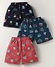 CUCUMBER Sinker Knit Above Knee Length Printed Shorts Pack of 3 - Black Red & Blue