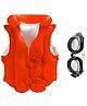 Enorme Swim Vest Inflatable Pool Life Jacket with Adjustable Swimming Goggles - Red