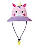 Little Surprise Box Blended Unicorn Embroidered & 3D Applique Detailed Sun Hat With Adjustable Strap - Purple- Diameter- 50 cms