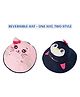 Little Surprise Box Blended Cat & Penguin Embroidered & Applique Detailed Reversible Sun Hat With Adjustable Strap - Pink- Diameter- 50 cms