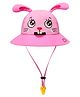 Little Surprise Box Blended Rabbit Printed Sun Hat With Adjustable Straps - Pink- Diameter- 50 cms