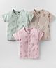 Pink Rabbit Single Jersey Knit Half Sleeves Animal Printed Jhablas Pack Of 3 - Light Blue Pink & Light Brown