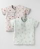 Pink Rabbit Single Jersey Knit Half Sleeves Front Open Jhablas  with Bunny & Car Print Pack of 2 - Grey & Light Green