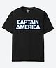 Wear Your Mind Cotton Marvel Featuring Half Sleeves Captain America Text Printed Oversized Tee - Black