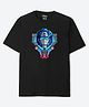 Wear Your Mind Cotton Marvel Featuring Half Sleeves Captain America Printed Oversized Tee - Black