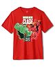 Wear Your Mind Cotton Marvel Featuring Half Sleeves Hulk Printed Oversized Tee - Red
