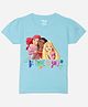 Wear Your Mind Cotton Disney Princesses Featuring Half Sleeves Characters Printed Tee - Sky Blue