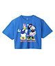 Wear Your Mind Cotton Disney Mickey & Friends Featuring Half Sleeves Characters Printed Crop Tee - Royal Blue