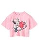 Wear Your Mind Cotton Disney Mickey & Friends Featuring Half Sleeves Minnie Mouse Printed Crop Tee - Pink