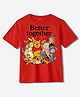 Wear Your Mind Cotton Disney Winnie The Pooh Featuring Half Sleeves Characters Printed Oversized Tee - Red