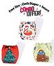 Butterthief Printed Reusable Cloth Diapers with insert For New Born Baby (3 Diapers and 3 Organic Cotton Absorber) Pack of 3