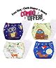 Butterthief Printed Reusable Cloth Diapers with insert For New Born Baby (4 Diapers and 4 Organic Cotton Absorber) Pack of 4