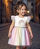 Babyhug Cotton Knit Half Sleeves Frock With Sequin Detailing - White