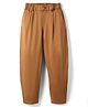 Primo Gino Cotton Lycra Woven Barrel Fit Solid Trouser - Tan