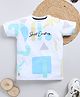 Biskid Cotton Lycra Half Sleeves Smart Everything Text Printed Tee - White & Blue