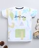 Biskid Cotton Lycra Half Sleeves Smart Everything Text Printed Tee - White & Green