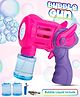 Fiddlerz Bubble Gun for Kids 15 Hole Electric Bubble Machine with Bright Light 2 Bubble Bottles and Rechargeable Battery Leak Proof Indoor Outdoor Fun Toy  Pink