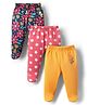 Babyhug Cotton Knit Full Length Bootie Leggings With Floral & Polka Dot Print Pack Of 3 - Navy Blue Pink & Yellow